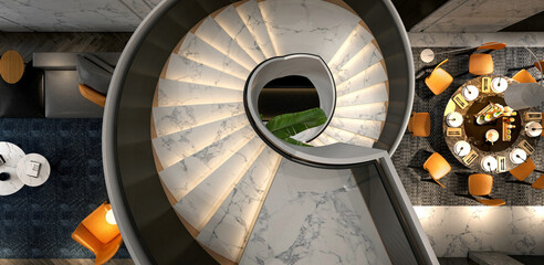 3d render modern home interior living room