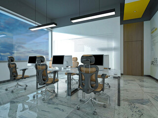 3d render modern working office interior