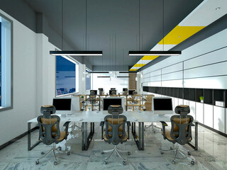 3d render modern working office interior