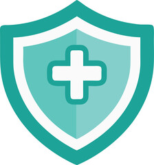 Fototapeta premium Medical shield icon with plus sign symbol representing healthcare protection