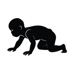 Obraz premium Adorable Baby Crawling Silhouette Vector Graphic depicting Early Childhood Development and Infant Milestones