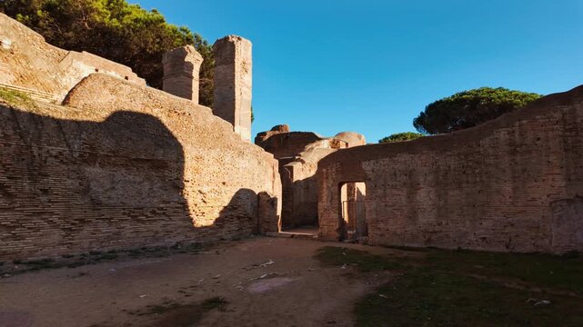 The Forum Baths or Terme del Foro in Ostia Antica, the old port of Rome, Lazio, Italy, dating back to the 7th century BC