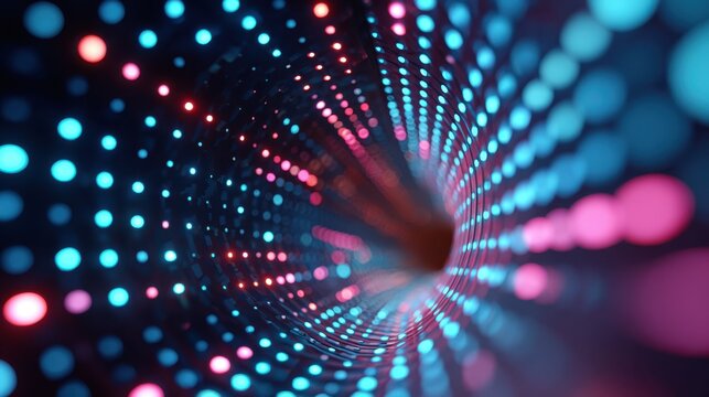 Vibrant swirling tunnel of glowing lights