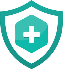 Obraz premium Medical shield icon with plus symbol for healthcare security