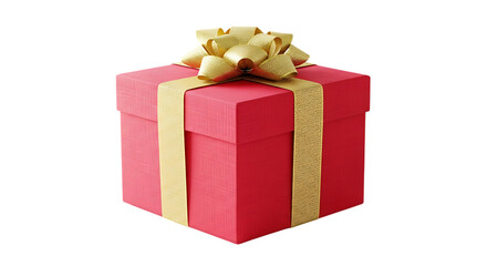 Obraz premium A red gift box with a gold ribbon and bow on a black background shot background transparent