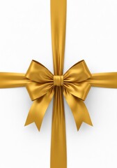 Fototapeta premium Elegant golden ribbon bow on white background, perfect for gifts and celebrations