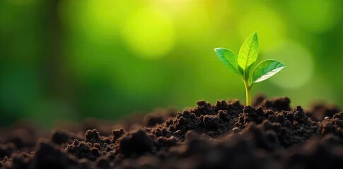 A tiny sprout emerges from rich soil, symbolizing new growth and the promise of a healthy planet on Earth Day Perfect for environmental awareness campaigns and springtime themes , sprout, future