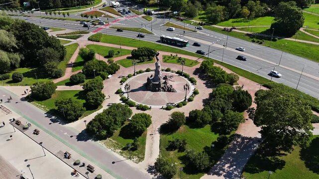 Russalka Monument Aerial View &ndash; Tallinn Coastal Landmark - 4K Drone Video
