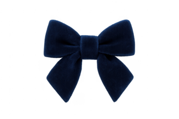 Navy blue velvet bow hair accessory isolated on transparent