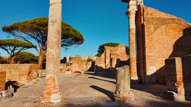 The Forum Baths or Terme del Foro in Ostia Antica, the old port of Rome, Lazio, Italy, dating back to the 7th century BC