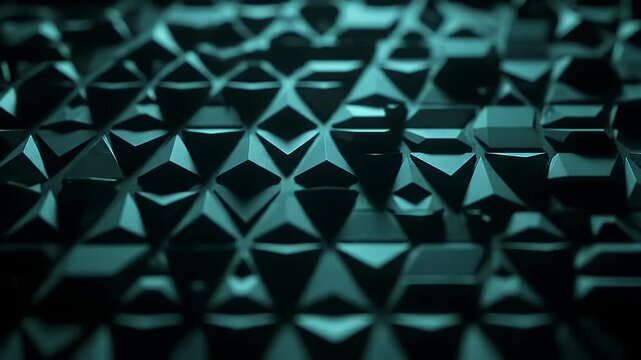 Close-Up Abstract Teal Geometric Pyramid Pattern With Repeating Triangular Facets
