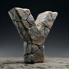 Detailed Stone Texture Letter Y Sculpture Rock Alphabet Character