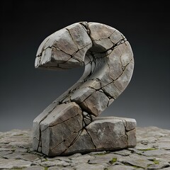 Realistic Stone Texture Number Two Cracks Display Isolated Background