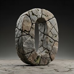 Stone Texture Number Zero Shape Isolated 3D Render Illustration