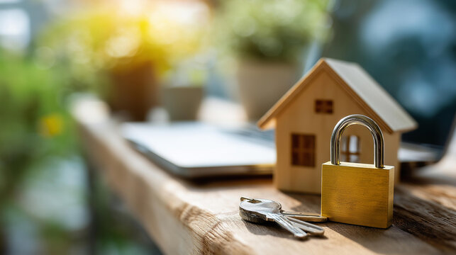 Property concept business dwelling protection and safeguarding defocused virtual screen background purchasing selling residences online insurance real estate visualization