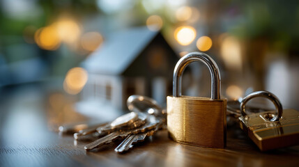 Property and dwelling protection security concept visualization defocused insurance background real estate safeguarding symbolism home coverage representation residential