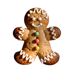 Classic decorated gingerbread man cookie, sweet festive treat