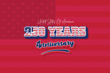USA 250 Retro Classic Style Anniversary Banner. American Vintage Patriotic Background