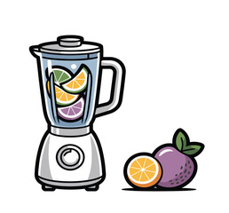 Illustration of a blender with fruits preparing a healthy and delicious smoothie drink