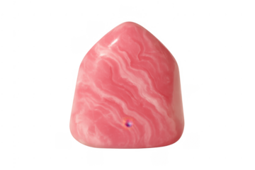 Polished pink rhodochrosite gemstone with banding pattern