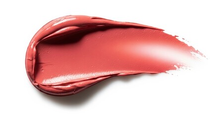 Fototapeta premium Creamy red lipstick swatch on white background 