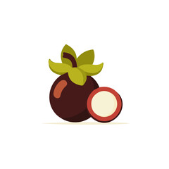 Attractive Minimalist illustration, A clipart flat 2D icon, minimal design, simple illustration with EPS format design of a mangosteen isolated on white and transparent background