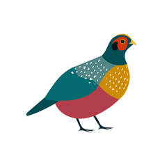 Obraz premium Attractive Minimalist illustration, A clipart flat 2D icon, minimal design, simple illustration with EPS format design of a quail isolated on white and transparent background