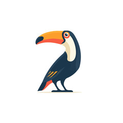 Obraz premium Attractive Minimalist illustration, A clipart flat 2D icon, simple illustration with EPS format design of a toucan isolated on white and transparent background