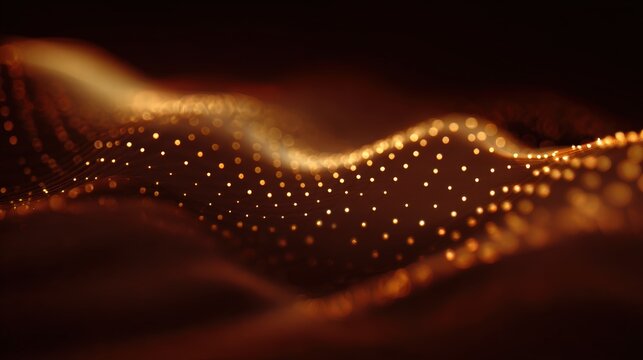 Golden Glow Abstract Bokeh Waves Of Light Dots Create Warm Futuristic Atmosphere