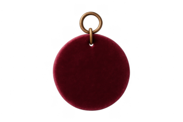 Red velvet blank medallion hanging with brass ring