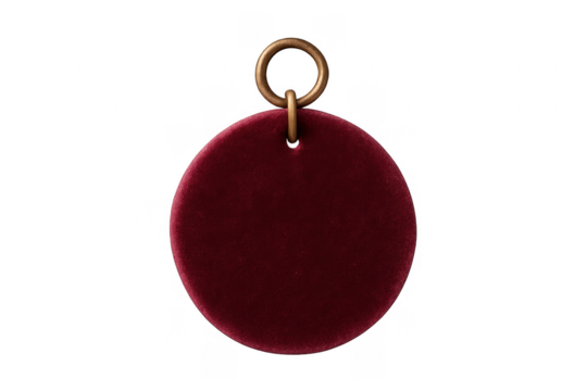 Red velvet blank medallion hanging with brass ring