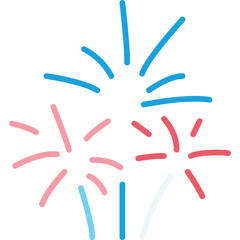 Simple Colorful Fireworks Bursting in a Clear Sky with Blue and Pink Hues and Transparent Background Ideal for Celebrations and Festive Events