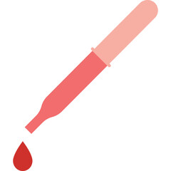 Simple Flat Icon of a Dropper With Red Liquid Dripping On A Transparent Background Symbolizing Science And Health