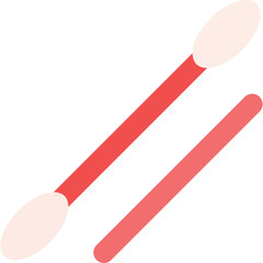 Two Simple Cotton Swabs With Red Sticks And Light Pink Cotton Ends On A Transparent Background Healthcare And Hygiene Tools For Personal Care And Makeup Application