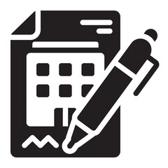 contract glyph icon. legal paper. signed agreement. corporate office