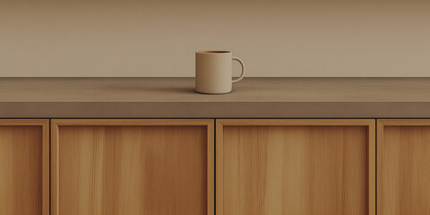 Minimal Coffee Mug on Wooden Counter