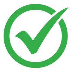 Green checkmark icon in a perfect circle conveying approval and success