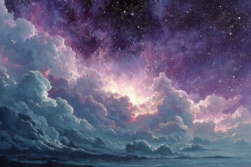 Fototapeta premium Majestic cosmic clouds with shining starlight high resolution picture