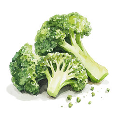 Beautiful sliced broccoli painting design set Hand-painted style, vectorized, vector set available in EPS, Simple Hand-painted watercolor style