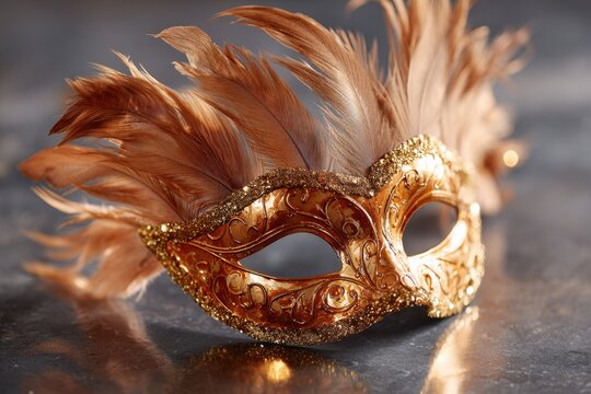 Vibrant Masquerade Mask with Feathers