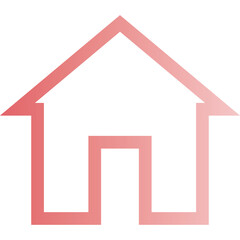 Simple Outline of a House Icon in a Warm Pink Gradient on a Transparent Background Representing Home and Shelter