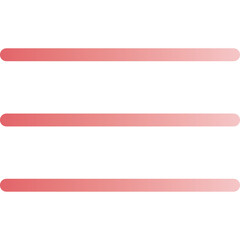 Obraz premium Three Gradient Horizontal Lines With Rounded Ends In A Soft Pink To Red Gradient Isolated On A White Background
