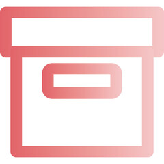 Simple Linear Icon Representing A Box With A Red Gradient On A Transparent Background