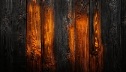 black and orange and dark wood wall wooden plank board texture background in carbon and glowing look