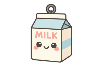 Cute smiling milk carton kawaii keychain illustration