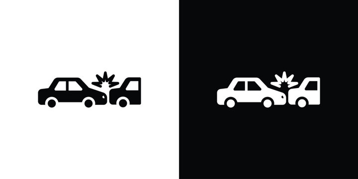 Accident icon set. flat icon collection. flat line silhouette set.