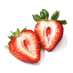 Illustration of slices strawberry painting design set, Hand-painted style, vectorized, vector set available in EPS, Simple Hand-painted watercolor style	