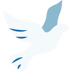 Obraz premium Stylized White Dove With Blue Wing Accents In Flight Against Transparent Background Symbolizing Peace And Freedom