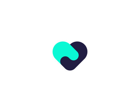 Heart logotype from abstract shapes. Universal handshake deal cooperation symbol. Creative love feeling vector sign.