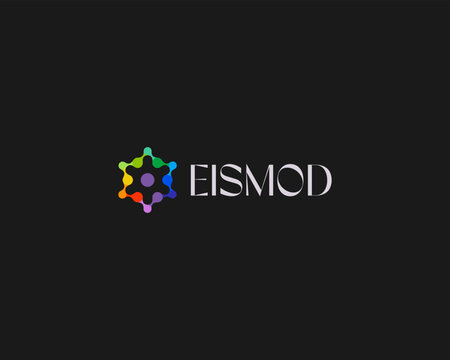 Abstract hexagon logo from connecting dots. Universal science energy technology vector sign.